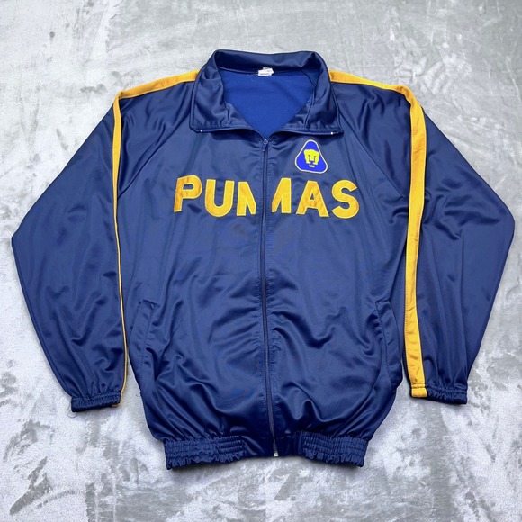 Pumas UNAM Jacket Track Vintage Mexico Soccer Club Navy Yellow Size Large - Picture 1 of 8